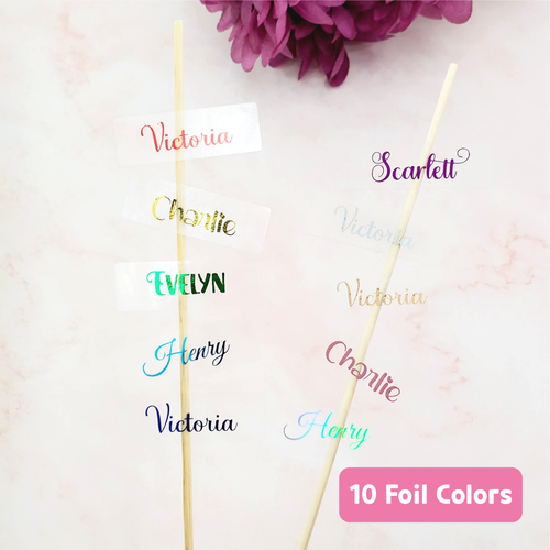 Clear Foil Labels, Custom Personalized Transparent Foiled Name Labels, Waterproof Stickers, Name Label Stickers for Kids, School, Daycare, Camp, Foil Stickers Wedding Invitation Card Seals Seal Stickers