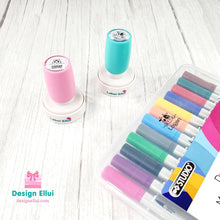 Load image into Gallery viewer, quick dry stamp, quick-dry stamp, custom quick dry stamp, personalized quick dry stamp, custom stamp, custom name stamp, personalized stamp, personalized name stamp, pre-inked stamp, self-inking stamp, flash stamp, , school stamp, daycare stamp, camp stamp, name stamp, refill ink, non-porous surfaces, glossy surfaces,
