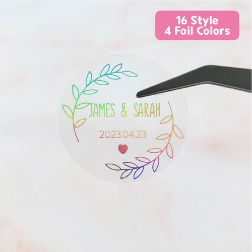 Clear Foil Labels, Custom Personalized Transparent Foiled Name Labels, Waterproof Stickers, Name Label Stickers for Kids, School, Daycare, Camp, Foil Stickers Wedding Invitation Card Seals Seal Stickers