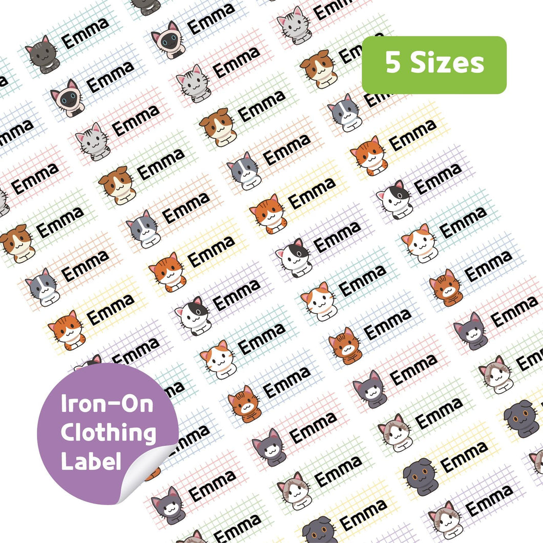 Iron-On Clothing Name Label Stickers - Cats