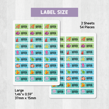 Load image into Gallery viewer, Custom Personalized Waterproof Name Label Sticker, Name Labels Name Stickers, Name Label Stickers for Kids School Daycare Camp, Stick On Labels, Iron On Labels, Shoe Labels, Shoe Stickers, Labels for Shoes, Stickers for Shoes, Clothing Labels, Clothing Stickers, Gift for Kids, Back to School
