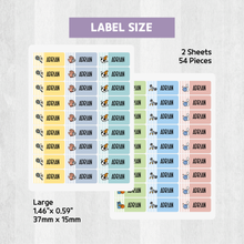 Load image into Gallery viewer, Custom Personalized Waterproof Name Label Sticker, Name Labels Name Stickers, Name Label Stickers for Kids School Daycare Camp, Stick On Labels, Iron On Labels, Shoe Labels, Shoe Stickers, Labels for Shoes, Stickers for Shoes, Clothing Labels, Clothing Stickers, Gift for Kids, Back to School
