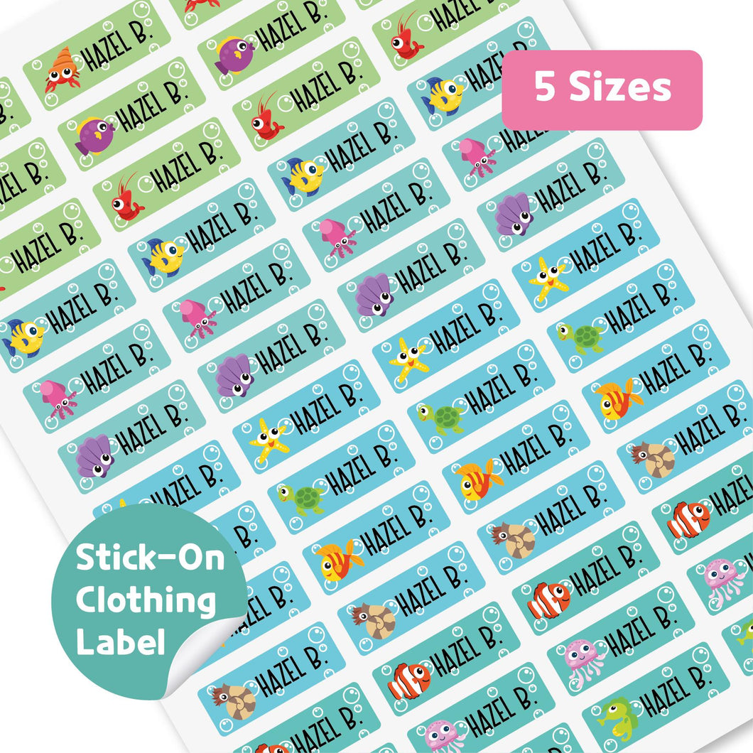 Stick-On Clothing Name Label Stickers- Sea Animal
