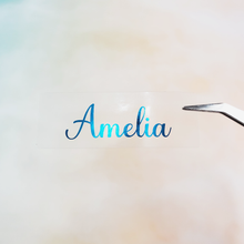 Load image into Gallery viewer, Clear Foil Labels, Custom Personalized Transparent Foiled Name Labels, Waterproof Stickers, Name Label Stickers for Kids, School, Daycare, Camp, Foil Stickers Wedding Invitation Card Seals Seal Stickers
