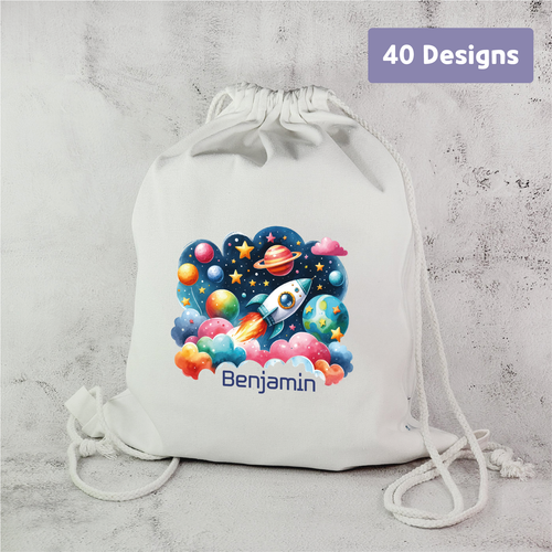 Cotton Canvas Drawstring Backpack, Custom Personalized Sack, Pouch Bag, Lunch Bag, Clothing Bag, Shoes Bag, Sports Bag, School Bag, Swim wear Bag, Travel Bag, for Kids, School, Daycare, Camp