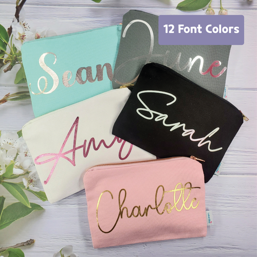 Canvas Makeup Pouch Bag,  Custom Personalized Cosmetic Pouch Bag, Toiletry Pouch, Pencil Case, Wedding Bridesmaid Gift, Zipper Pouch, Travel Bag for Kids School, Daycare, Camp, Kids Gift