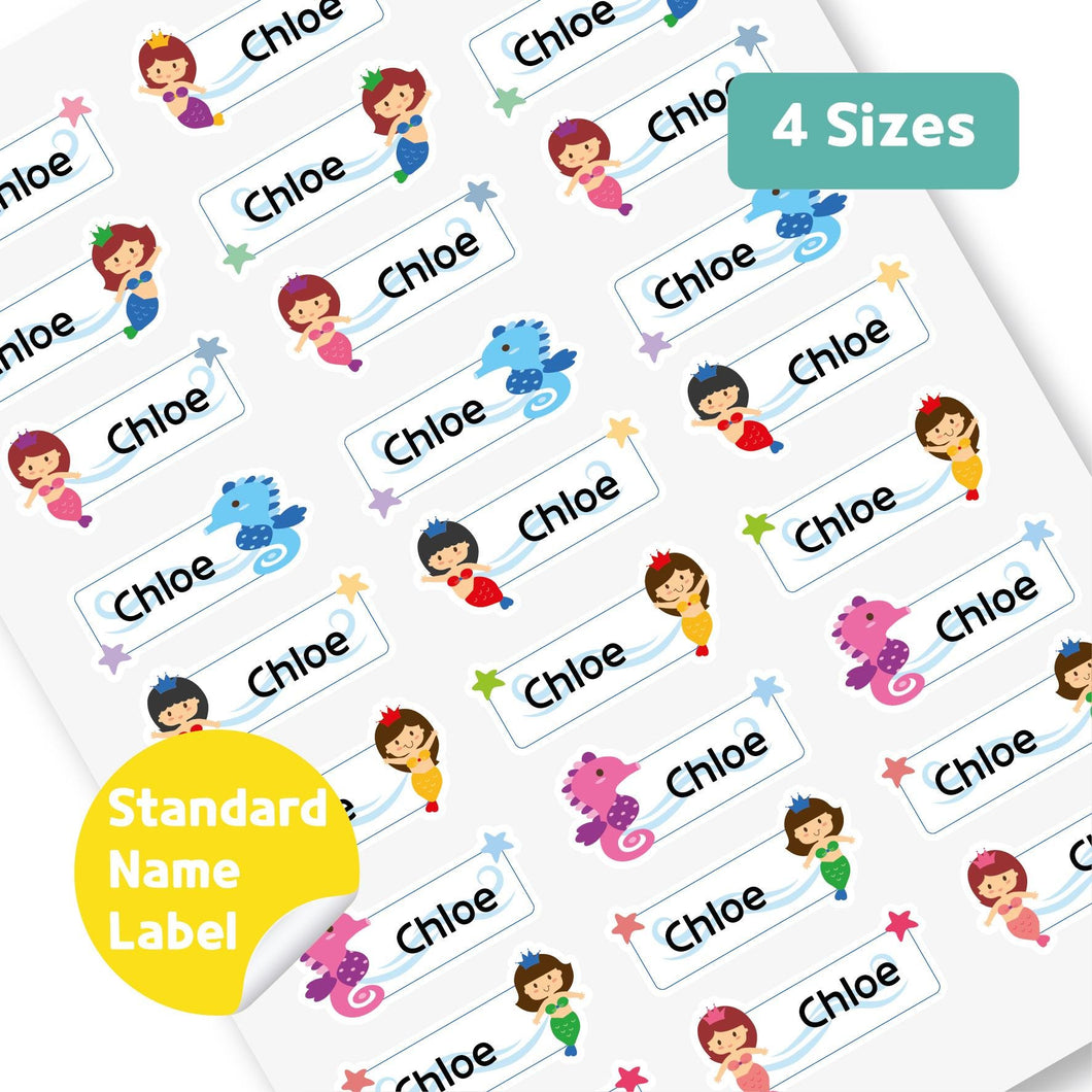 Standard Waterproof Name Label Stickers - Mermaid