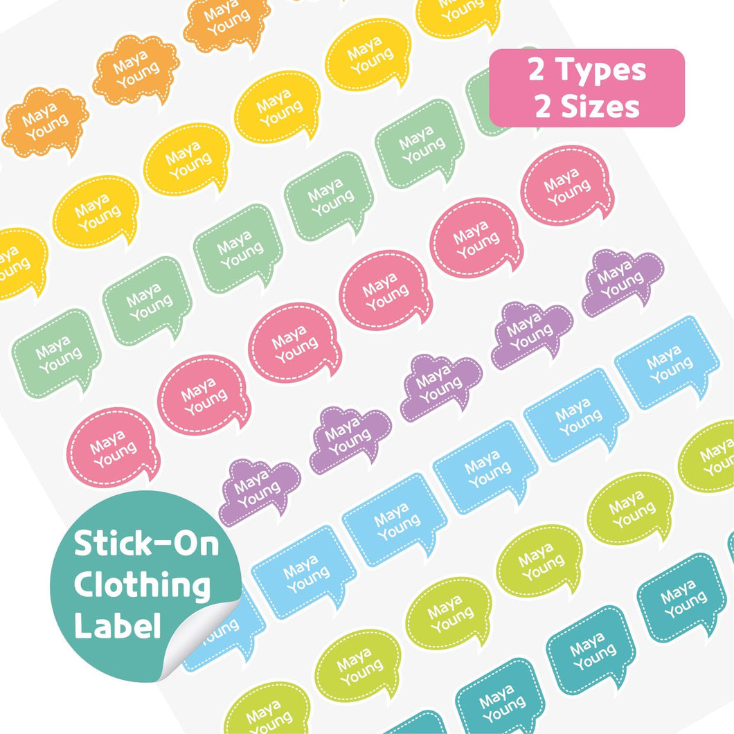 Stick-On Clothing Name Label Stickers - Speech Bubble