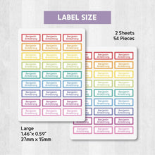 Load image into Gallery viewer, Iron-On Clothing Name Label Stickers - Pastel Color Edge
