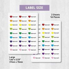 Load image into Gallery viewer, Stick-On Clothing Name Label Stickers - Color Hearts
