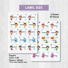 Load image into Gallery viewer, Stick-On Clothing Name Label Stickers - Mermaid
