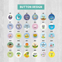 Load image into Gallery viewer, custom name button, custom name badge, personalized name button, personalized name badge, pin-back, button badge, pin-back badge, name label, name tag, school badge, kids badge, daycare badge, camp badge, school button, camp button, daycare button, kids button, kids gift, birthday gift, friends gift, bag badge, name tag, tag badge, tag button, button tag, makeup mirror, cosmetic mirror, hand mirror, portable mirror
