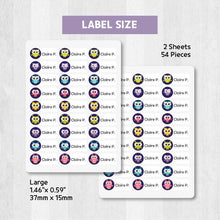 Load image into Gallery viewer, Standard Waterproof Name Label Stickers - Owl
