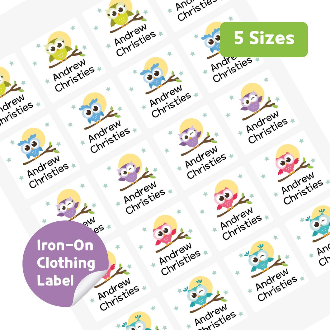 Iron-On Clothing Name Label Stickers - Owl