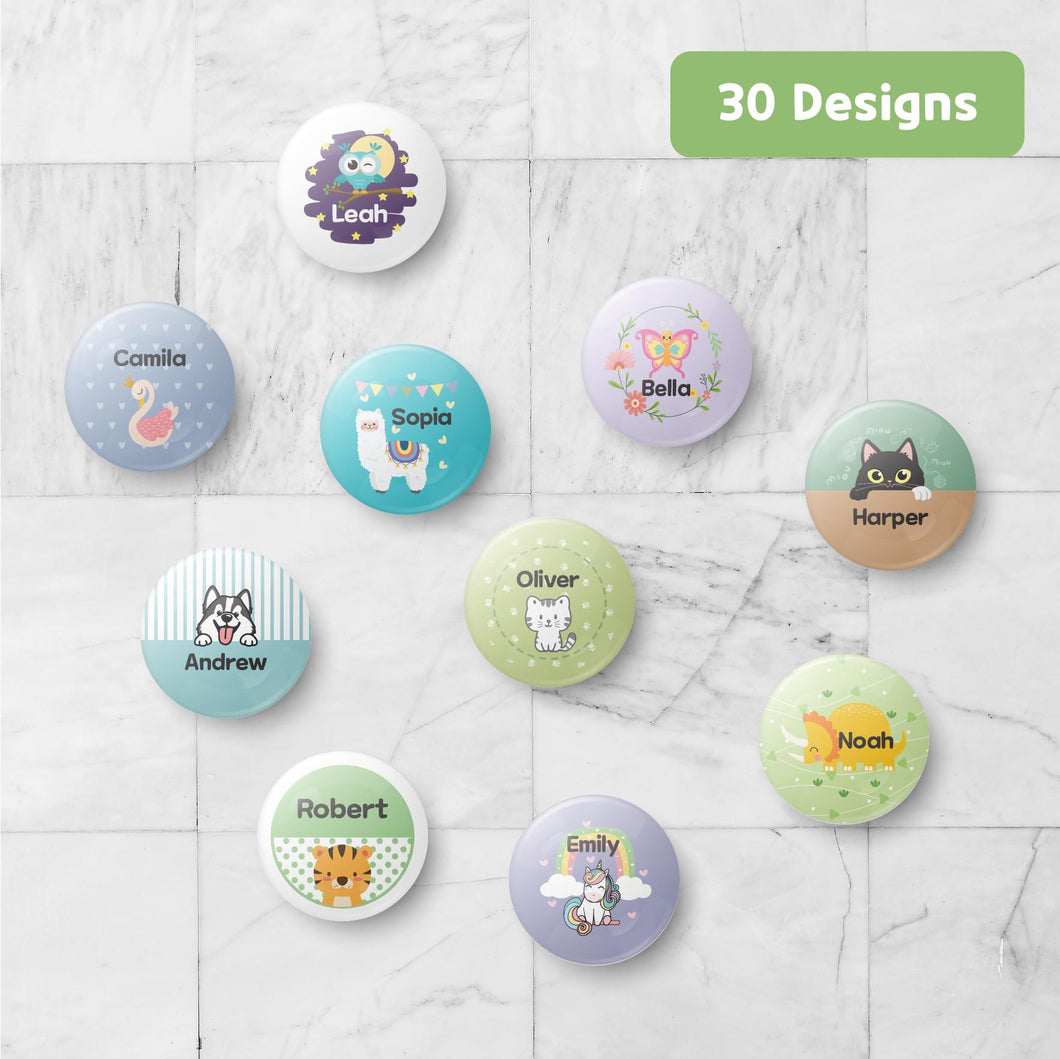 custom name button, custom name badge, personalized name button, personalized name badge, pin-back, button badge, pin-back badge, name label, name tag, school badge, kids badge, daycare badge, camp badge, school button, camp button, daycare button, kids button, kids gift, birthday gift, friends gift, bag badge, name tag, tag badge, tag button, button tag, makeup mirror, cosmetic mirror, hand mirror, portable mirror