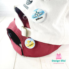 Load image into Gallery viewer, custom name button, custom name badge, personalized name button, personalized name badge, pin-back, button badge, pin-back badge, name label, name tag, school badge, kids badge, daycare badge, camp badge, school button, camp button, daycare button, kids button, kids gift, birthday gift, friends gift, bag badge, name tag, tag badge, tag button, button tag, makeup mirror, cosmetic mirror, hand mirror, portable mirror
