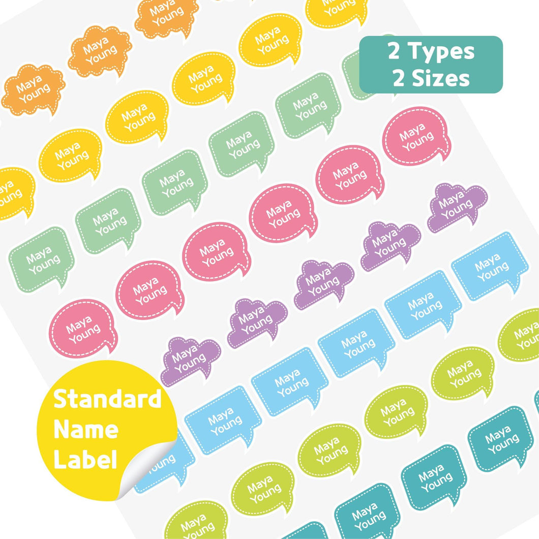 Standard Waterproof Name Label Stickers - Speech Bubble