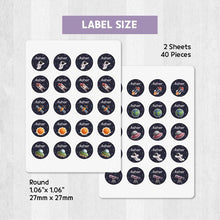 Load image into Gallery viewer, Iron-On Clothing Name Label Stickers - Space
