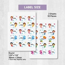 Load image into Gallery viewer, Stick-On Clothing Name Label Stickers - Mermaid
