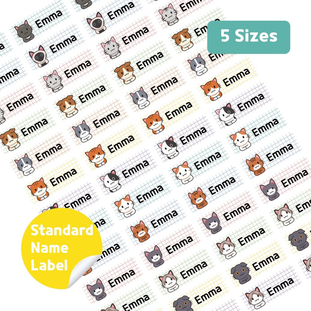 Standard Waterproof Name Label Stickers - Cats