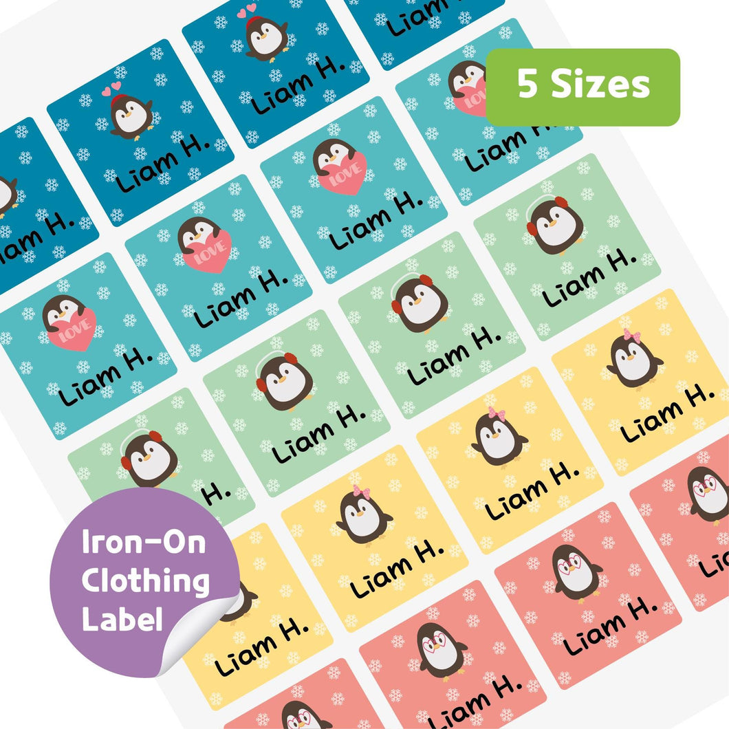 Iron-On Clothing Name Label Stickers - Penguin
