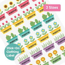 Load image into Gallery viewer, Stick-On Clothing Name Label Stickers - Flower Pot
