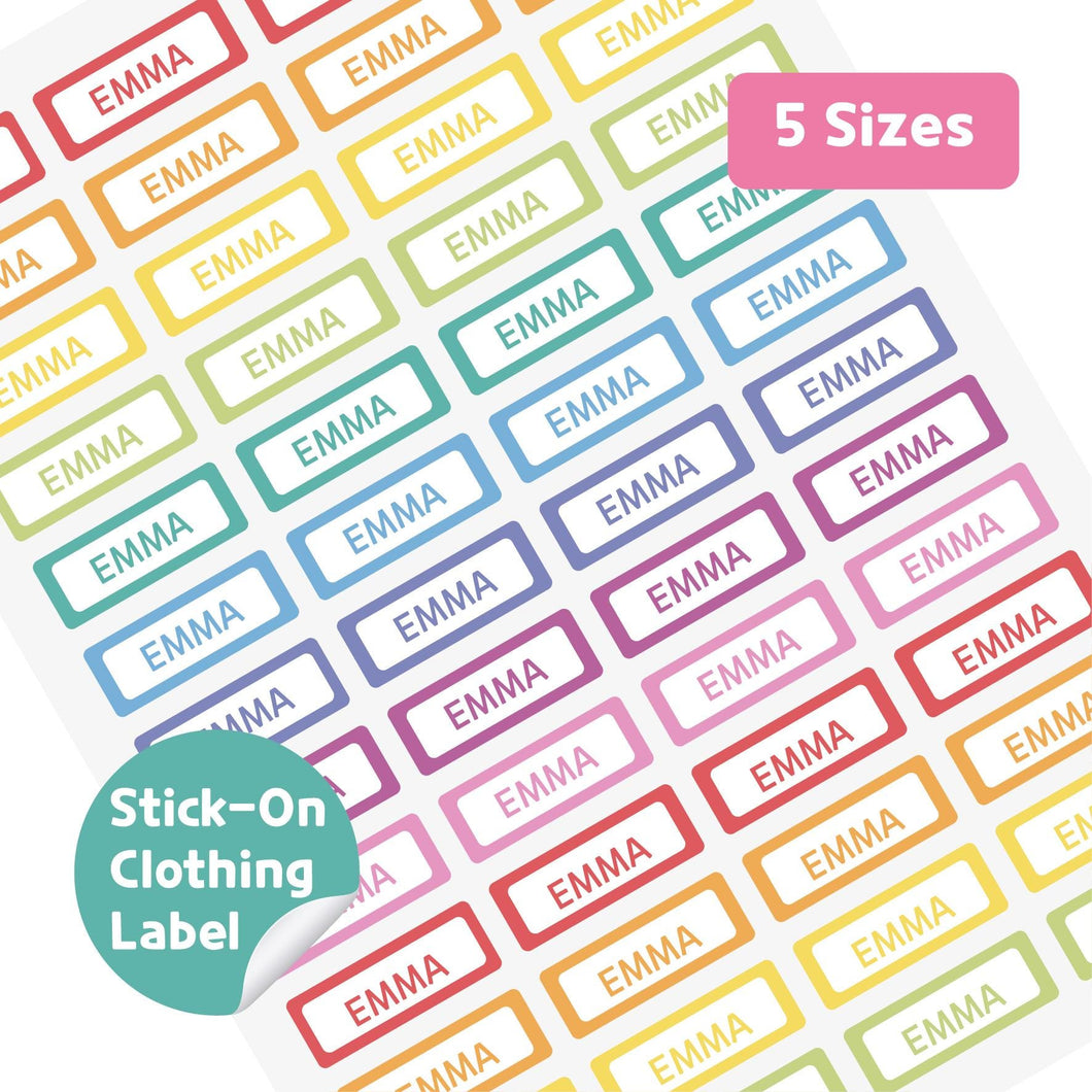 Stick-On Clothing Name Label Stickers - Pastel Color Edge