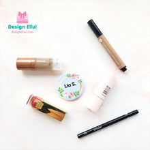 Load image into Gallery viewer, custom name button, custom name badge, personalized name button, personalized name badge, pin-back, button badge, pin-back badge, name label, name tag, school badge, kids badge, daycare badge, camp badge, school button, camp button, daycare button, kids button, kids gift, birthday gift, friends gift, bag badge, name tag, tag badge, tag button, button tag, makeup mirror, cosmetic mirror, hand mirror, portable mirror
