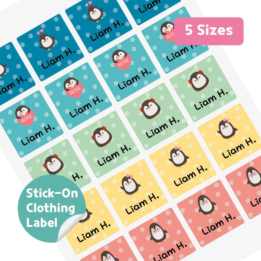 Stick-On Clothing Name Label Stickers - Penguin