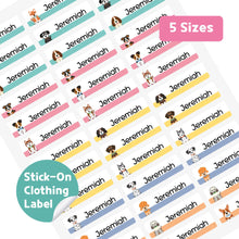 Load image into Gallery viewer, Stick-On Clothing Name Label Stickers - Puppy with Color
