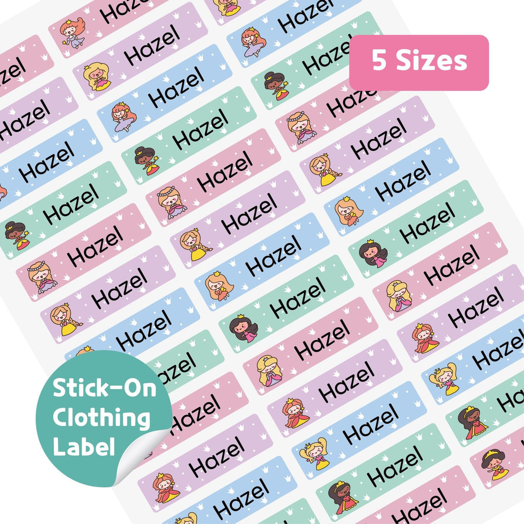 Stick-On Clothing Name Label Stickers - Princess