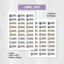 Load image into Gallery viewer, Stick-On Clothing Name Label Stickers - Cats
