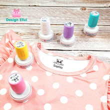 Load image into Gallery viewer, custom clothing stamp, custom name stamp, personalized clothing stamp, personalized name stamp, clothing name stamp, name clothing stamp, pre-inked stamp, self-inking stamp, flash stamp, textile stamp, fabric stamp, clothes stamp, diaper stamp, school stamp, daycare stamp, camp stamp, name stamp, refill ink
