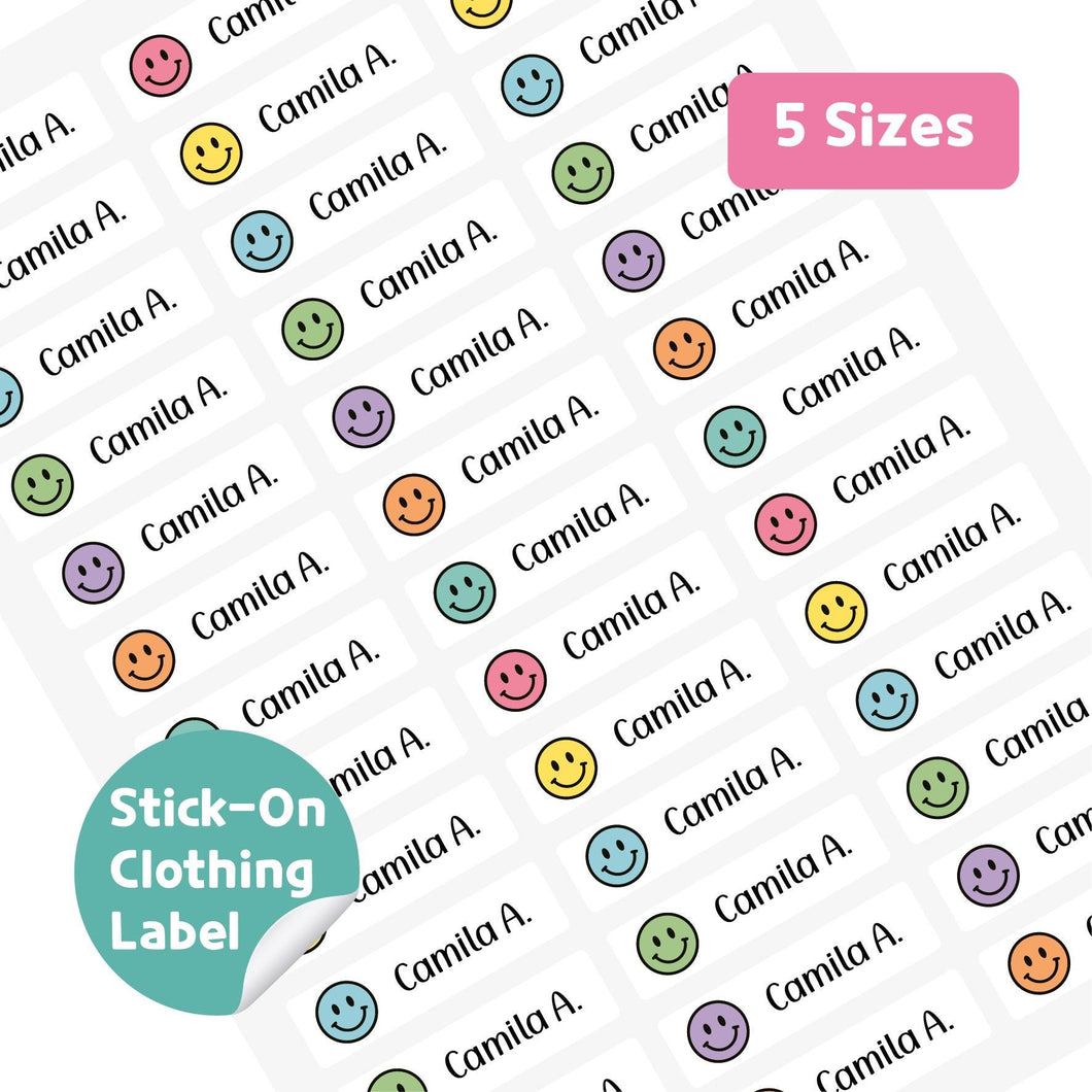 Stick-On Clothing Name Label Stickers - Smile