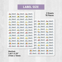 Load image into Gallery viewer, Stick-On Clothing Name Label Stickers - Vehicle on the Road
