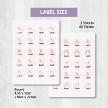 Load image into Gallery viewer, Iron-On Clothing Name Label Stickers - Pink Unicorn
